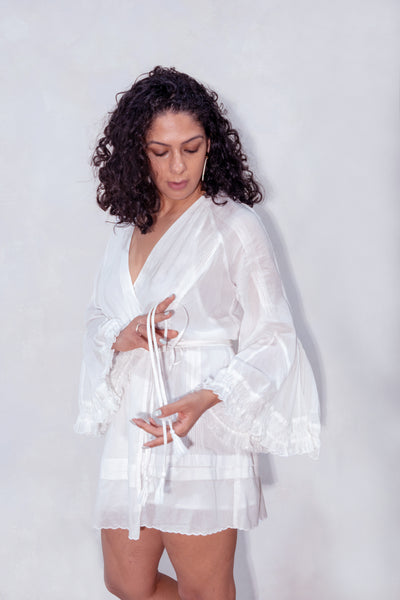 Lola Mini White Wrap Dress