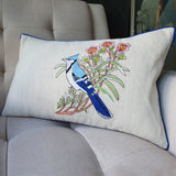 Bulbul Cushion Cover , Embroidered Bird Pillow Cover