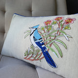 Bulbul Cushion Cover , Embroidered Bird Pillow Cover