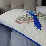 Bulbul Cushion Cover , Embroidered Bird Pillow Cover