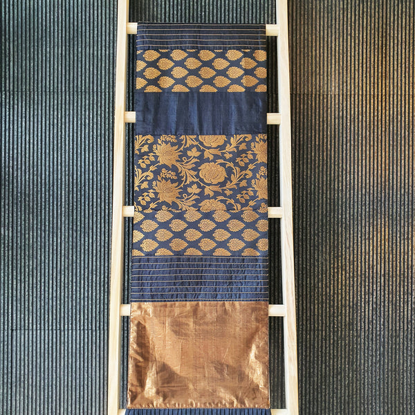 Black & Gold Patchwork Brocade Table Runner