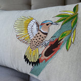 Embroidered Wood Pecker Cushion Cover