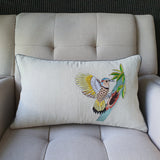 Embroidered Wood Pecker Cushion Cover