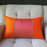 Patchwork Orange and Pink Brocade Lumbar Pillow Cover
