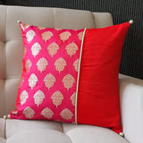 Beautiful Red and Pink Brocade Silk Cushion Cover, 40 x 40cm