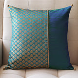 Beautiful Teal Brocade Silk Cushion Cover, 40 x 40cm