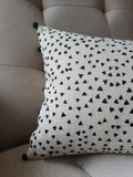 So Fun! Black Triangle Confetti on Linen Lumbar Pillow Cover