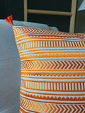 Beautiful Orange Geometric Embroidery on Cotton Linen Base