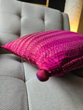 Rani Pink Vintage Sari Kantha Patchwork Cushion Cover, 40 x 40 cm