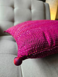 Rani Pink Vintage Sari Kantha Patchwork Cushion Cover, 40 x 40 cm