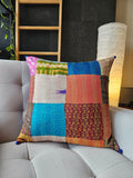 Bright Vintage Sari Kantha Patchwork Cushion Cover, 50 x 50 cm