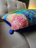 Bright Vintage Sari Kantha Patchwork Cushion Cover, 50 x 50 cm