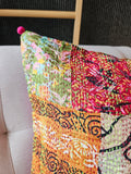 Bright Vintage Sari Kantha Patchwork Cushion Cover, 50 x 50 cm