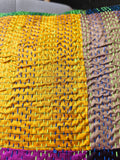 Bright Vintage Sari Kantha Patchwork Cushion Cover, 40 x 40 cm