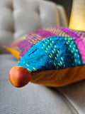 Bright Vintage Sari Kantha Patchwork Cushion Cover, 40 x 40 cm
