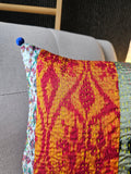 Bright Vintage Sari Kantha Patchwork Cushion Cover, 40 x 40 cm