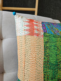 Bright Vintage Sari Kantha Patchwork Cushion Cover, 40 x 40 cm