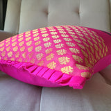 Patchwork Orange and Pink Brocade Lumbar Pillow Cover