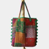 Clearance Sale - Vintage Kantha Tote Green