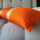 Patchwork Orange Brocade Lumbar Pillow Cover
