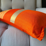 Patchwork Orange Brocade Lumbar Pillow Cover