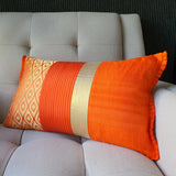 Patchwork Orange Brocade Lumbar Pillow Cover