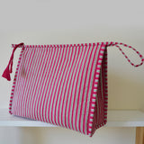 Block Printed Utility Pouch, Pink