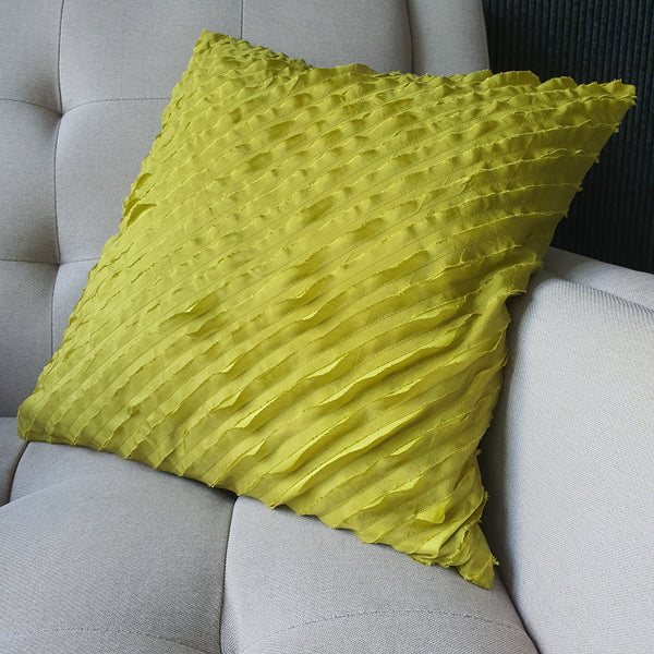 Green Frayed Layer Cushion Cover