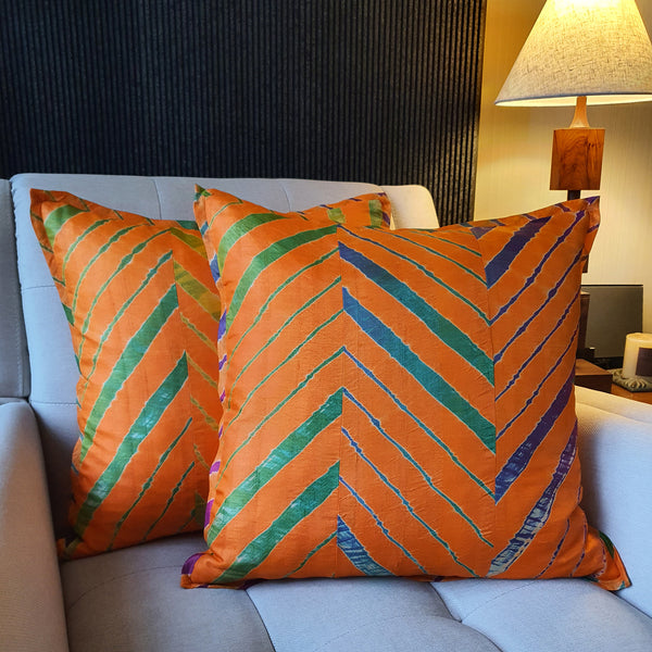 Leheria Dyed Silk Cushion Cover, Set of 2