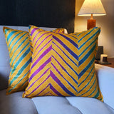 Yellow Leheria Dyed Silk Cushion Cover, Set of 2