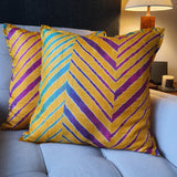 Yellow Leheria Dyed Silk Cushion Cover, Set of 2