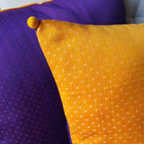 Yellow & Purple, Reversible Mashru Cushion Cover