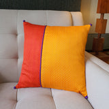 Yellow & Red, Patchwork Mashru Cushion Cover