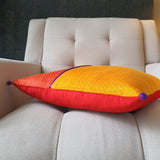 Yellow & Red, Patchwork Mashru Cushion Cover