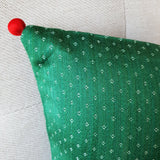 Green Patchwork Mashru Cushion Cover