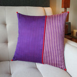 Purple Patchwork Mashru Cushion Cover
