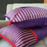 Purple Patchwork Mashru Cushion Cover