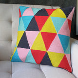 Triangles Multi Colour Embroidered Wool Cushion Cover
