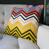 Multi Colour Embroidered Chevron Cushion Cover