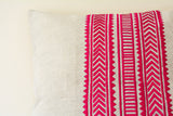 Beautiful Pink Geometric Embroidery on Cotton Linen Base