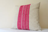 Beautiful Pink Geometric Embroidery on Cotton Linen Base