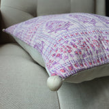 Lilac Block Printed Cushion Cover