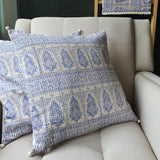 Periwinkle Blue Block Printed Cushion Cover