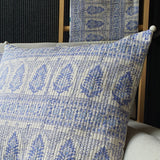 Periwinkle Blue Block Printed Cushion Cover