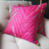 Pink Leheria Dyed Silk Cushion Cover, Set of 2
