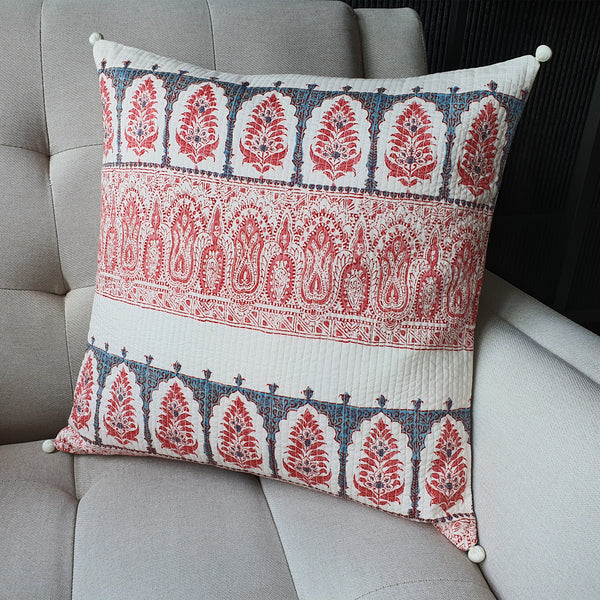 Red Block Printed Cushion Cover