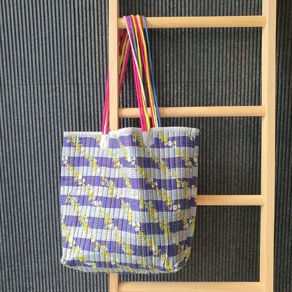 Clearance Sale - Vintage Kantha Tote Grey Small