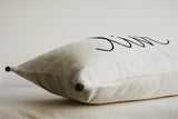 "Live" Linen Pillow Cover, Hand Embroidery on Ecru Cotton Linen