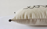 "Love" Pillow , Hand Embroidery on Natural Ecru Cotton Linen Cushion Cover