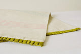 Set of 6 , Simple Ecru Cotton Linen Table Mats with Multi Colour Stitch Detail